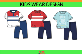be your creative fashion designer for kids wear collection, flat sketch, cad