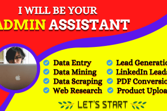 be your admin assistant for b2b lead gen, scraping, fast typing data entry va
