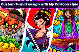 create amazing cartoon t shirt design and merchandise