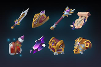 make 2d, vector icons, props and objects for web, game or mobile projects