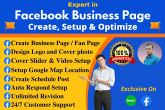 do fb business page, fan page and any facebook page setup perfactly