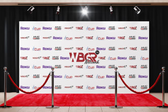 do backdrop design, step and repeat banner by logo