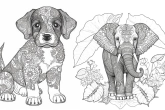create 100 animals mandala coloring pages for  KDP and etsy