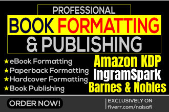 format and publish your book on amazon kindle KDP, barnes and noble, ingramspark