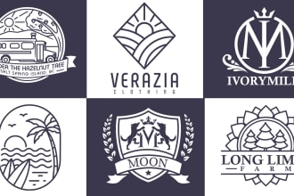do monoline line art logo, badge, illustration and t shirt