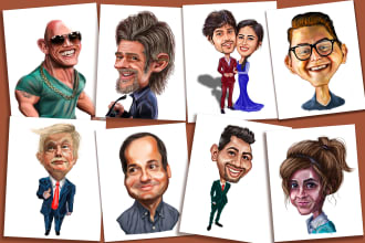 design caricature logo, cartoon, portrait, watercolor style