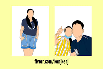 draw amazing faceless cartoon portrait in 24hrs