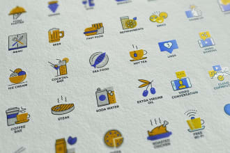 do line art icons, flat icon, custom icons set for any print, web purpose