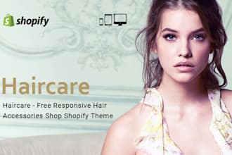 design haircare shopify store, hair accessories, skincare shopify website