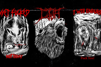draw detailed dark art and horror illustration for clothing and band merchandise