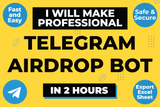 make professional telegram airdrop bot for you in 2 hrs