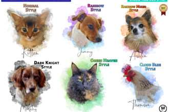 paint amazing professional any watercolor portrait your pet