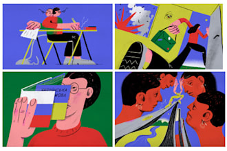 create a unique flat illustration