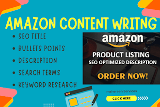 write amazon product descriptions, bullet points, SEO titles, keyword research