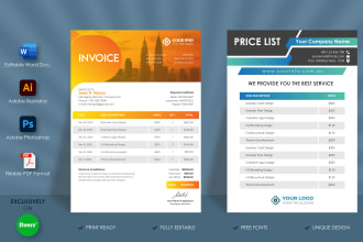 design logo, business card, invoice, letterhead, price list