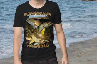 do hunting fishing and camping t shirt design for you
