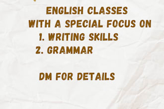 provide english classes with focus on grammar and writing skills