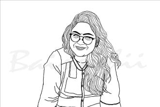 draw line art or sketch of people and object