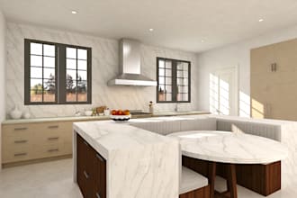 do 3d interior design for kitchen, bathroom, and pantry