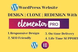 do wordpress website design, clone by elementor pro
