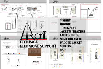 design and create clothing techpack ready for manufacturing