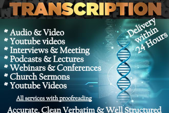 transcribe video and do audio transcription in 24 hours
