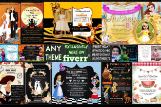 design custom themed birthday cards and party invitation