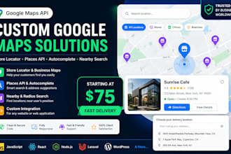 create custom google maps API, store locator and map integration