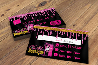 glitter business card and thank you card design