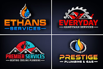 design plumbing heating air hvac home construction and handyman logo