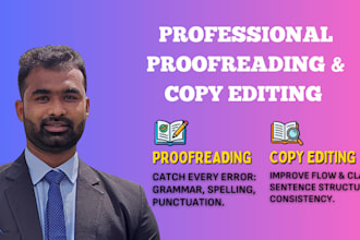 book editing, copy editing, and book proofreading in english