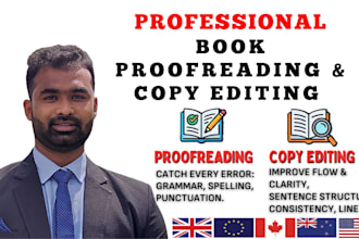 book editing, copy editing, and book proofreading in english