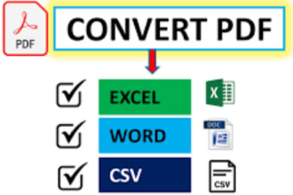 convert PDF to word and excel or csv file