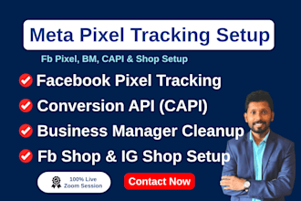 fix facebook pixel issues, setup tracking, business manager and fb shop