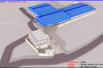 make 3d birds eye view for factory building