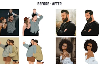 draw minimalistic vector portraits for your family  friends