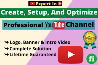 create and setup youtube channel with logo, art, intro, SEO