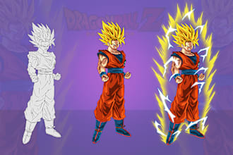draw dragon ball z cartoon character or any anime drawing for you