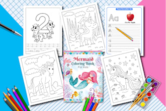 do kids coloring book cover, children book interior design for kdp