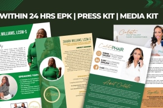 design professional press kit, epk, one sheet, media kit