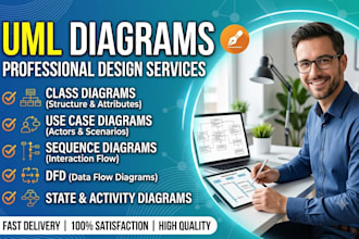 design uml diagrams, use case, sequence, class, er, and dfd