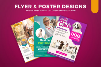 do pet care animal hospital, puppy training, flyer designs