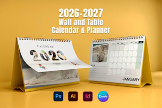 design printable yearly wall table calendar, planner quickly