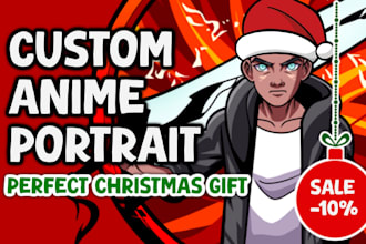 make a custom anime illustration for a christmas gift sale