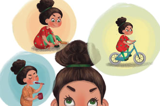 draw a cute custom cartoon or chibi character illustration