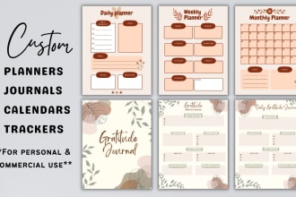 design custom printable and digital planners, journals and calendars