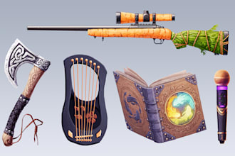 design creative concept art of weapons and items