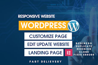 edit customize wordpress website or landing page using elementor