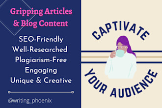 write engaging articles and blog posts to attract audience