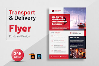 design logistics transports truck dispatch cargo freight delivery service flyer